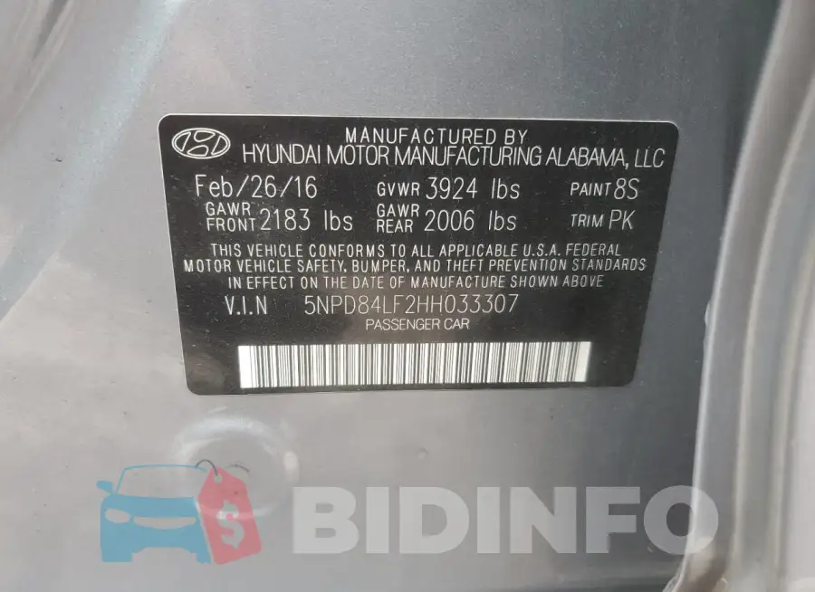 5NPD84LF2HH033307 Photo# 13
