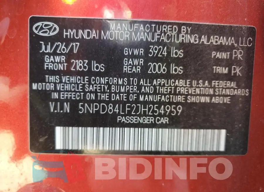 5NPD84LF2JH254959 Photo# 13