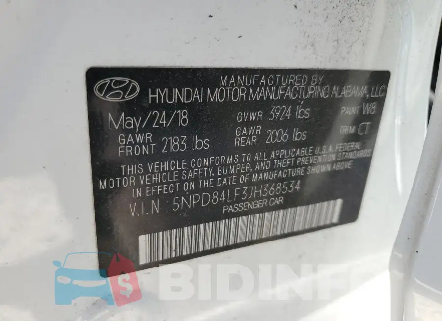 5NPD84LF3JH368534 Photo# 12