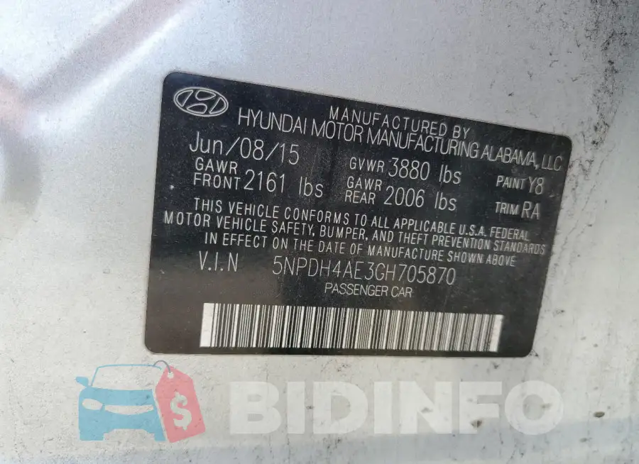 5NPDH4AE3GH705870 Photo# 13