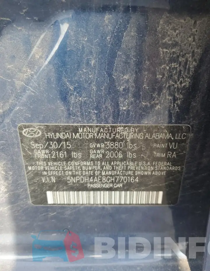 5NPDH4AE8GH770164 Photo# 12