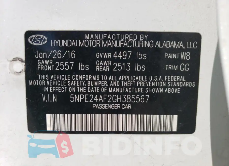 5NPE24AF2GH385567 Photo# 12