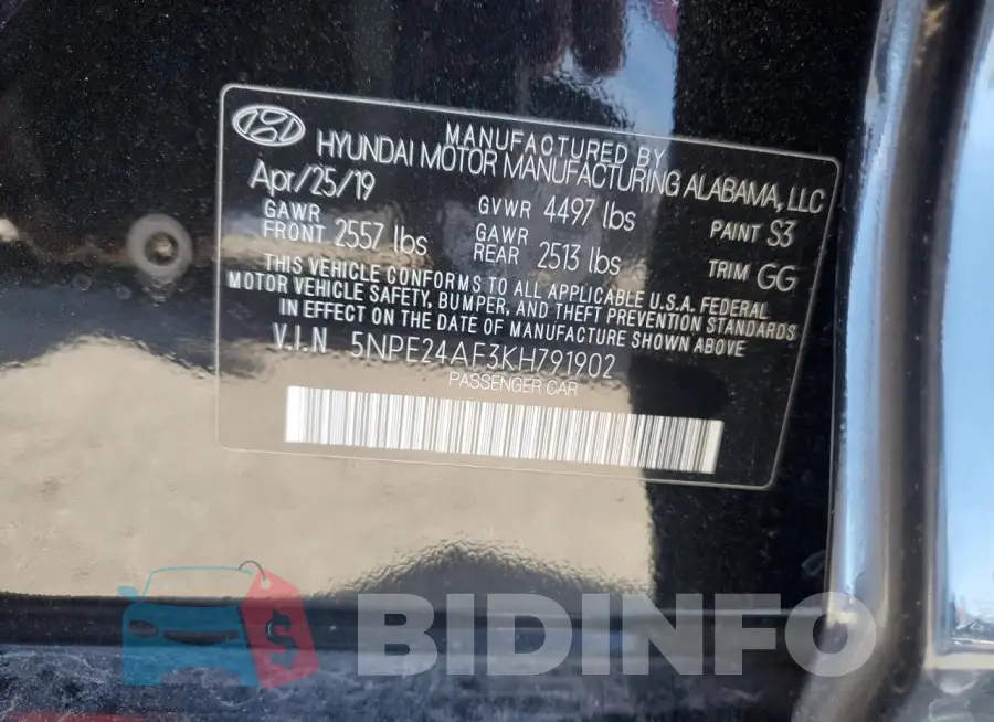 5NPE24AF3KH791902 Photo# 12