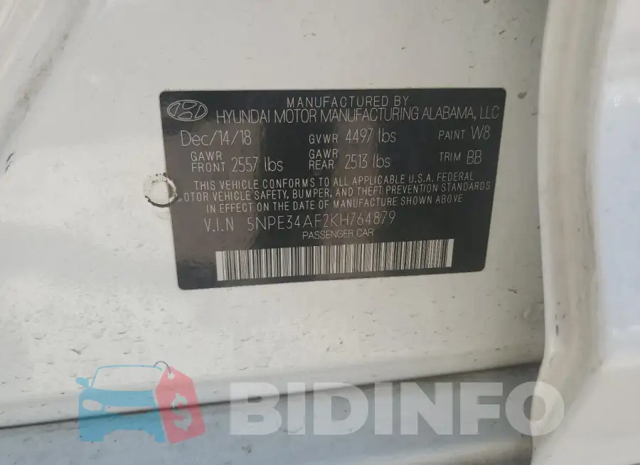 5NPE34AF2KH764879 Photo# 13