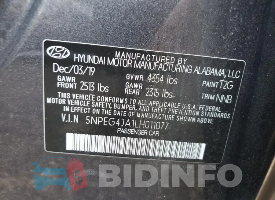 5NPEG4JA1LH011077 Photo# 12