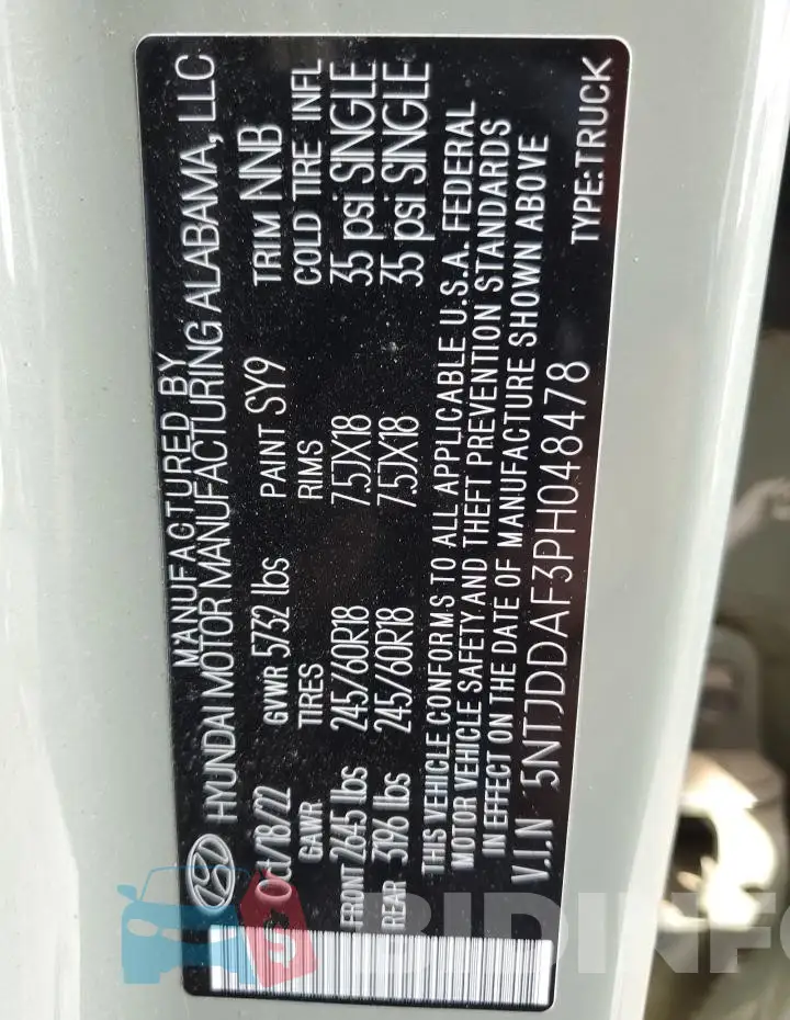 5NTJDDAF3PH048478 Photo# 12