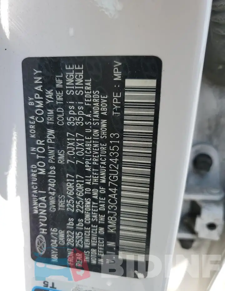 KM8J3CA47GU243513 Photo# 12