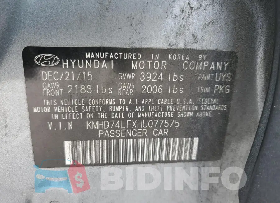 KMHD74LFXHU077575 Photo# 12