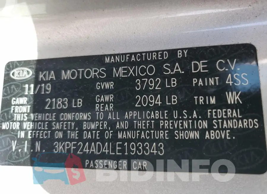 3KPF24AD4LE193343 Photo# 12