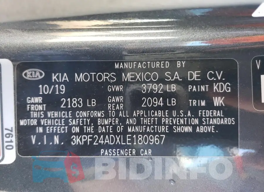 3KPF24ADXLE180967 Photo# 12