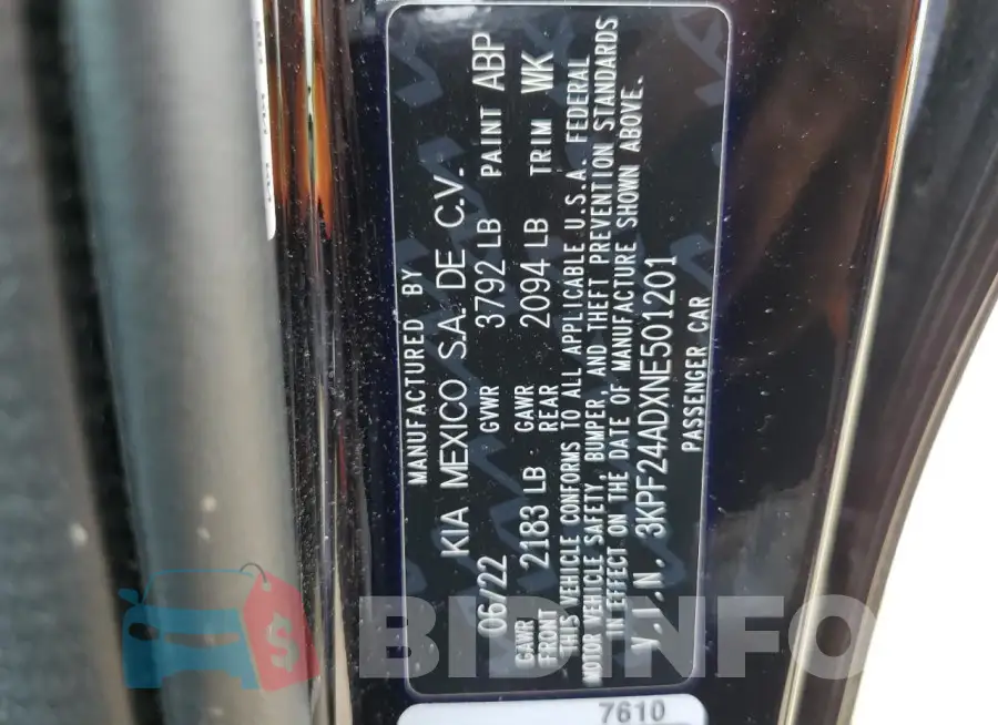3KPF24ADXNE501201 Photo# 12