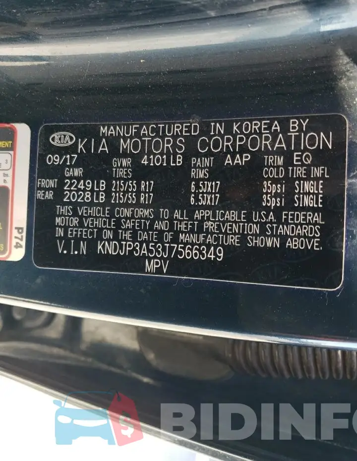 KNDJP3A53J7566349 Photo# 14