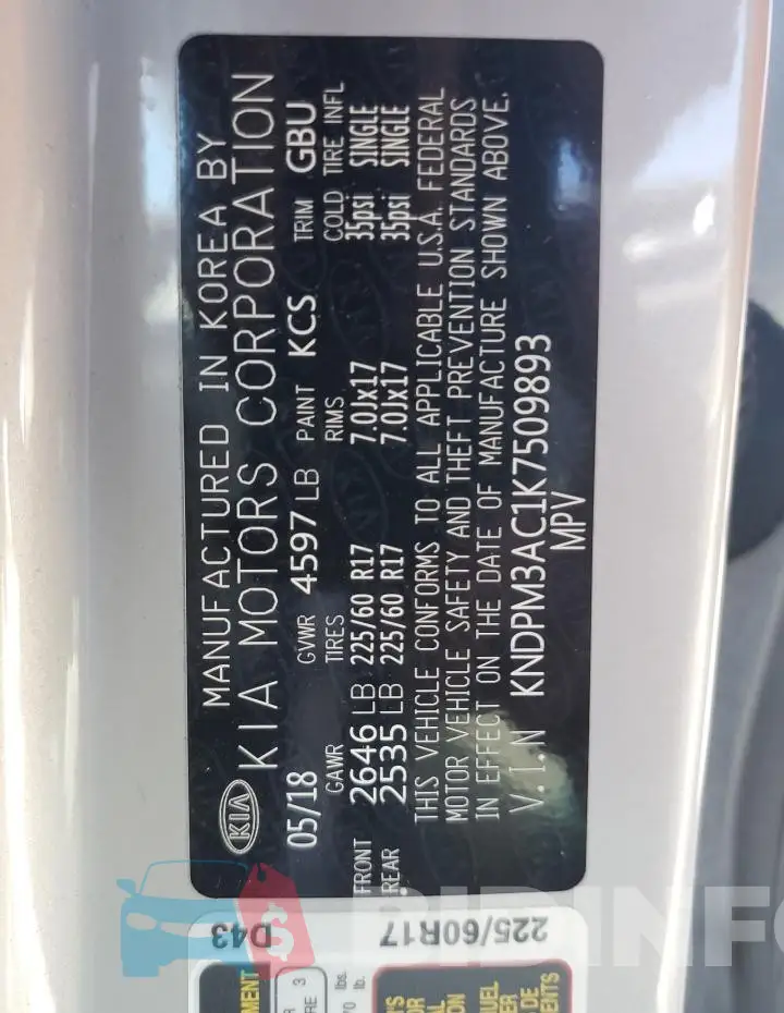 KNDPM3AC1K7509893 Photo# 13