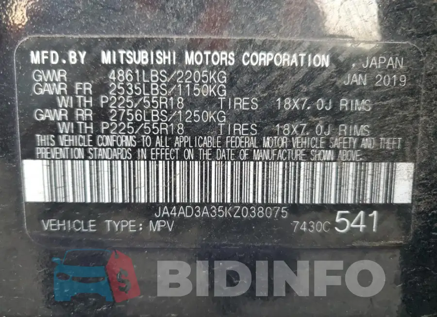 JA4AD3A35KZ038075 Photo# 13