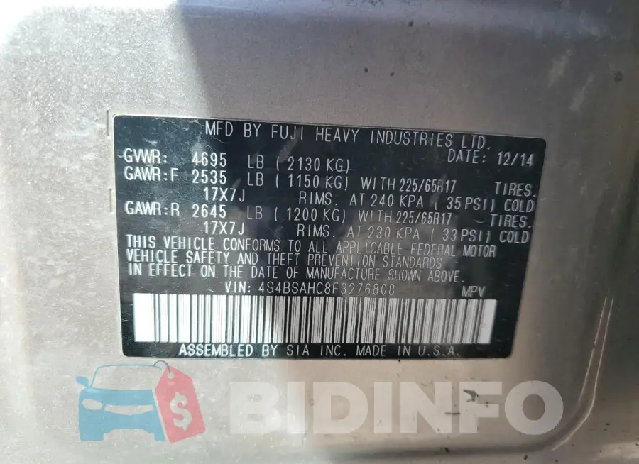 4S4BSAHC8F3276808 Photo# 12