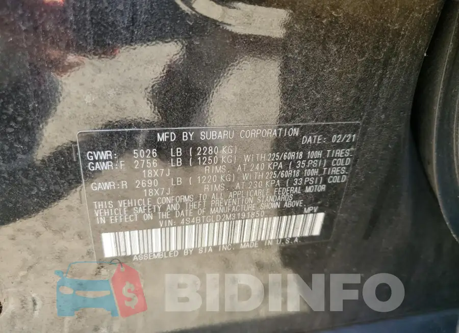 4S4BTGLD2M3191850 Photo# 12