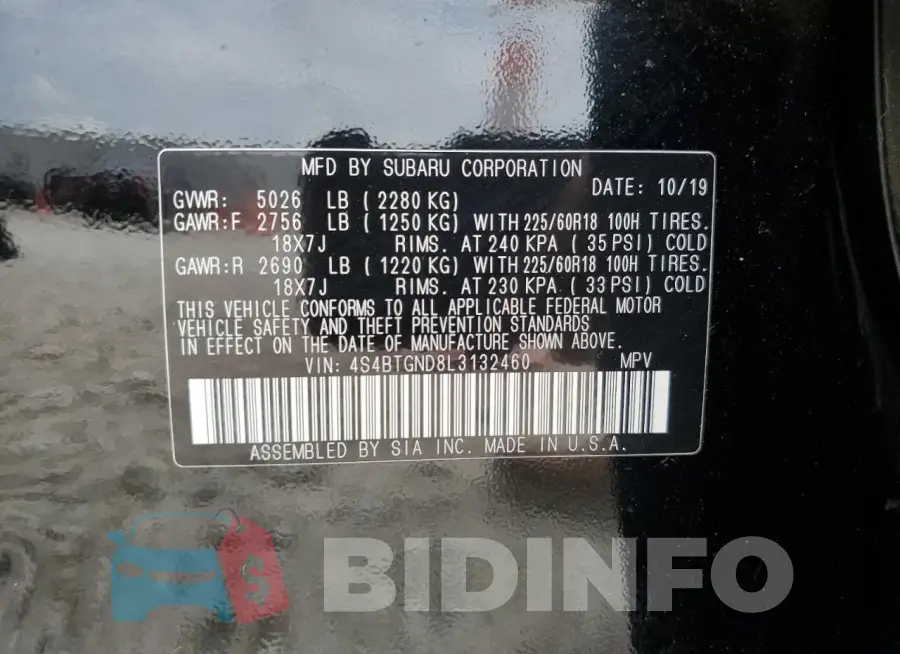 4S4BTGND8L3132460 Photo# 13