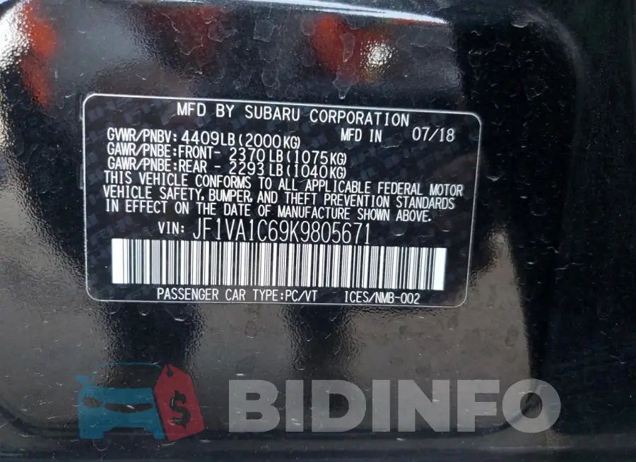 JF1VA1C69K9805671 Photo# 13