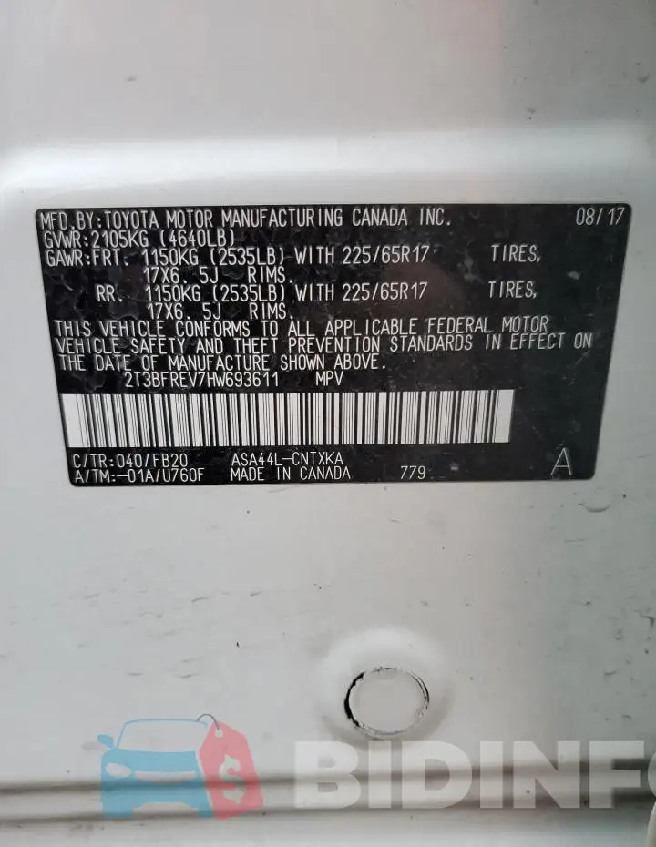 2T3BFREV7HW693611 Photo# 13