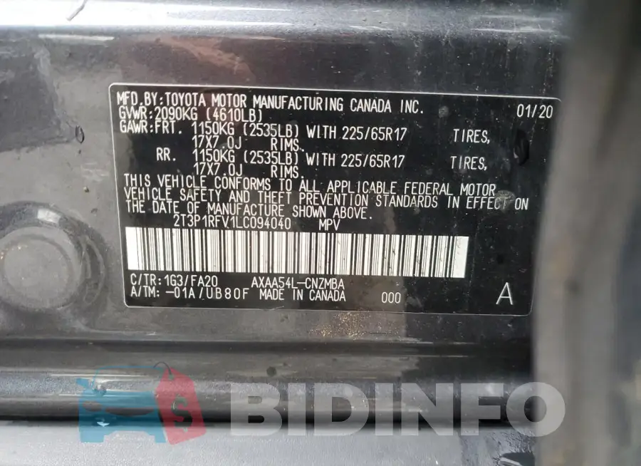 2T3P1RFV1LC094040 Photo# 14