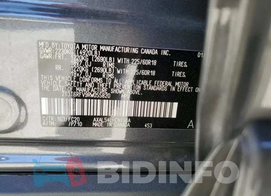 2T3T6RFV9RW055820 Photo# 12