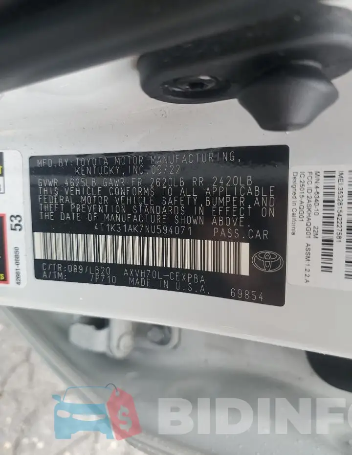 4T1K31AK7NU594071 Photo# 12