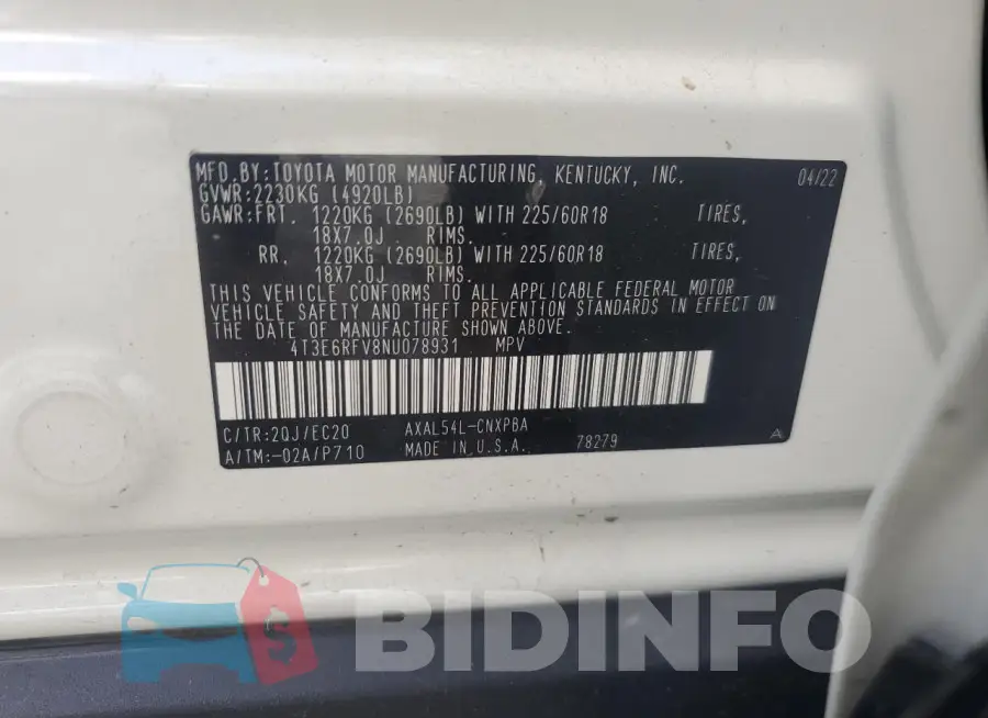 4T3E6RFV8NU078931 Photo# 13