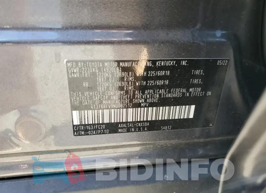 4T3T6RFV9NU082512 Photo# 13