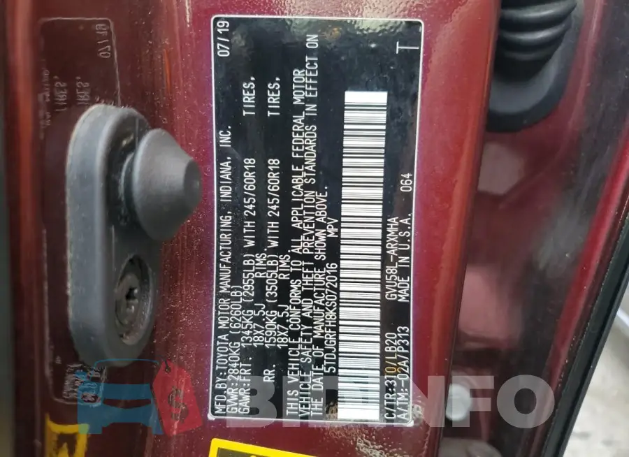 5TDJGRFH8KS072016 Photo# 14