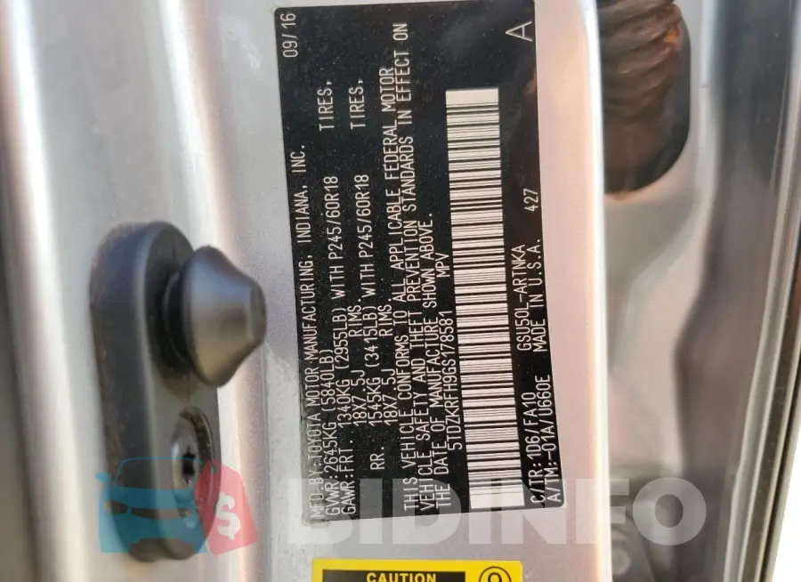 5TDZKRFH9GS178581 Photo# 13