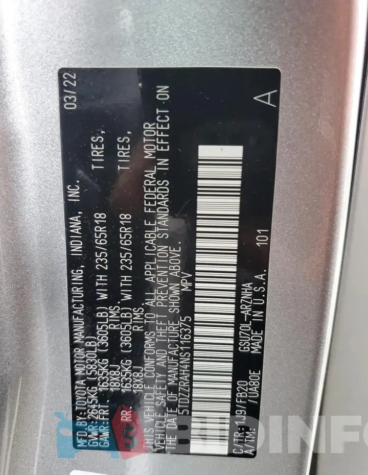 5TDZZRAH4NS116375 Photo# 12