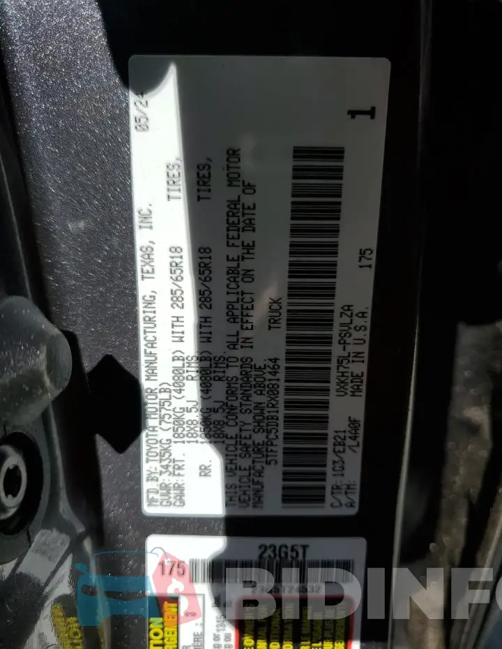 5TFPC5DB1RX081464 Photo# 12