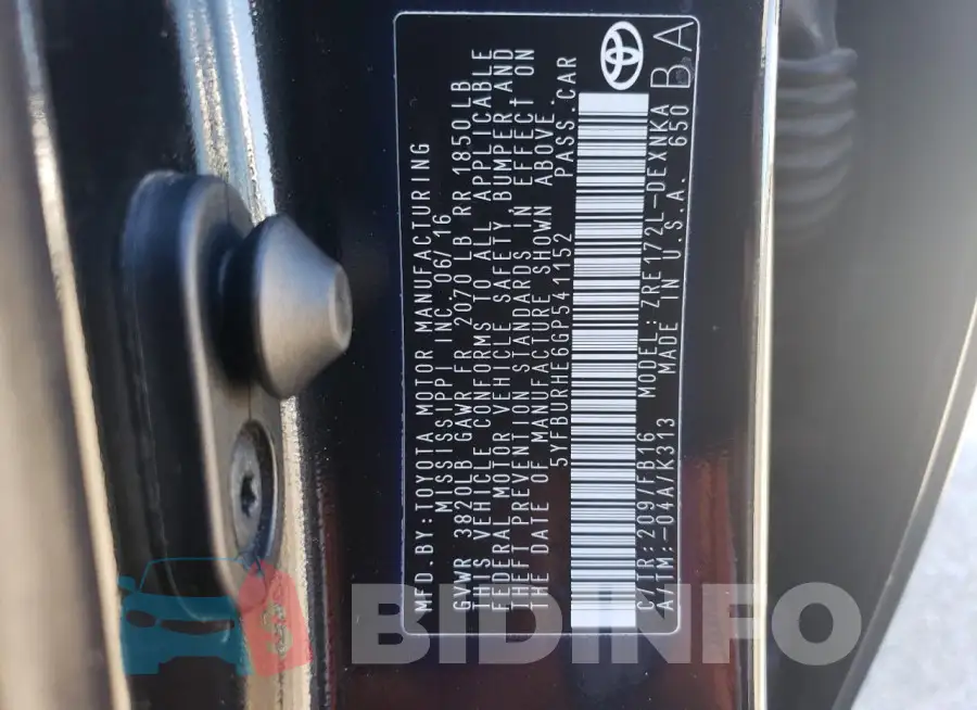 5YFBURHE6GP541152 Photo# 12