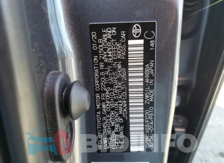 JTDKARFU2L3112869 Photo# 13