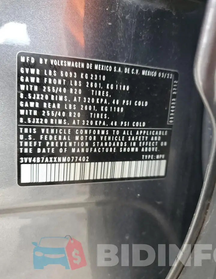 3VV4B7AXXNM077402 Photo# 13