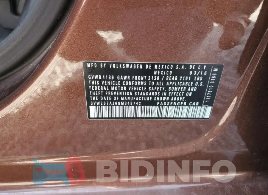 3VW267AJ6GM349742 Photo# 13