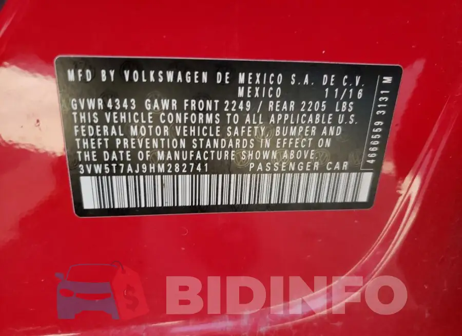 3VW5T7AJ9HM282741 Photo# 12