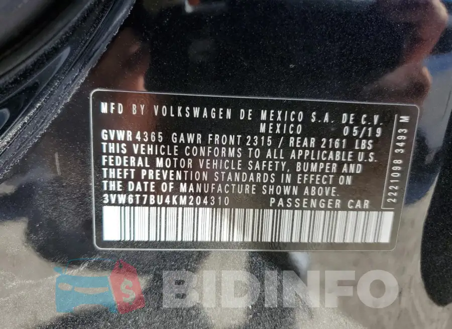 3VW6T7BU4KM204310 Photo# 12