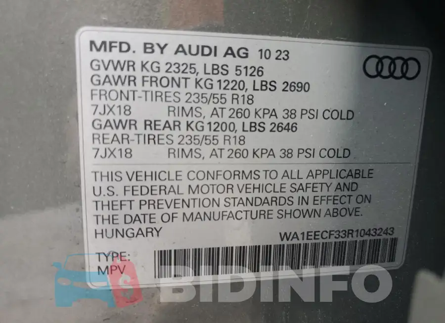 WA1EECF33R1043243 Photo# 13