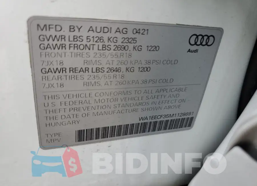 WA1EECF35M1128691 Photo# 14