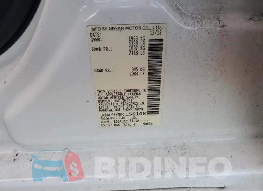 1N4BL4BV9KC156108 Photo# 12