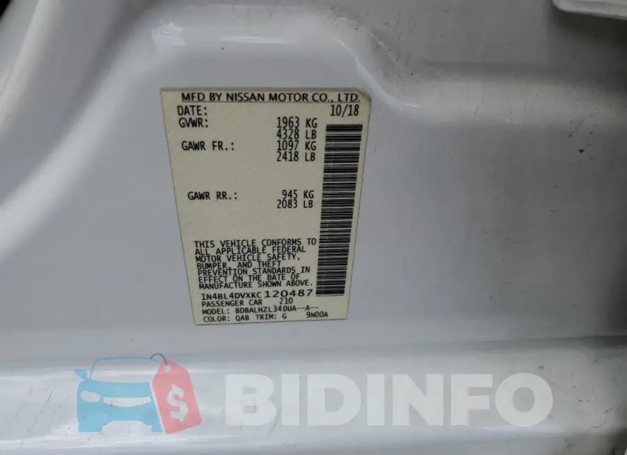 1N4BL4DVXKC120487 Photo# 12