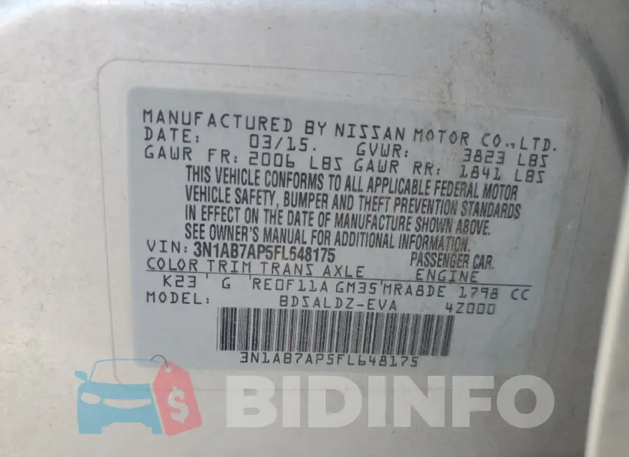 3N1AB7AP5FL648175 Photo# 13