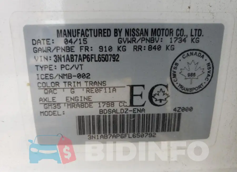 3N1AB7AP6FL650792 Photo# 12