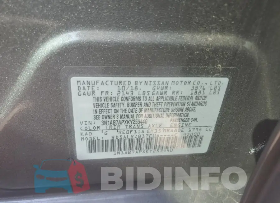 3N1AB7APXKY253440 Photo# 12