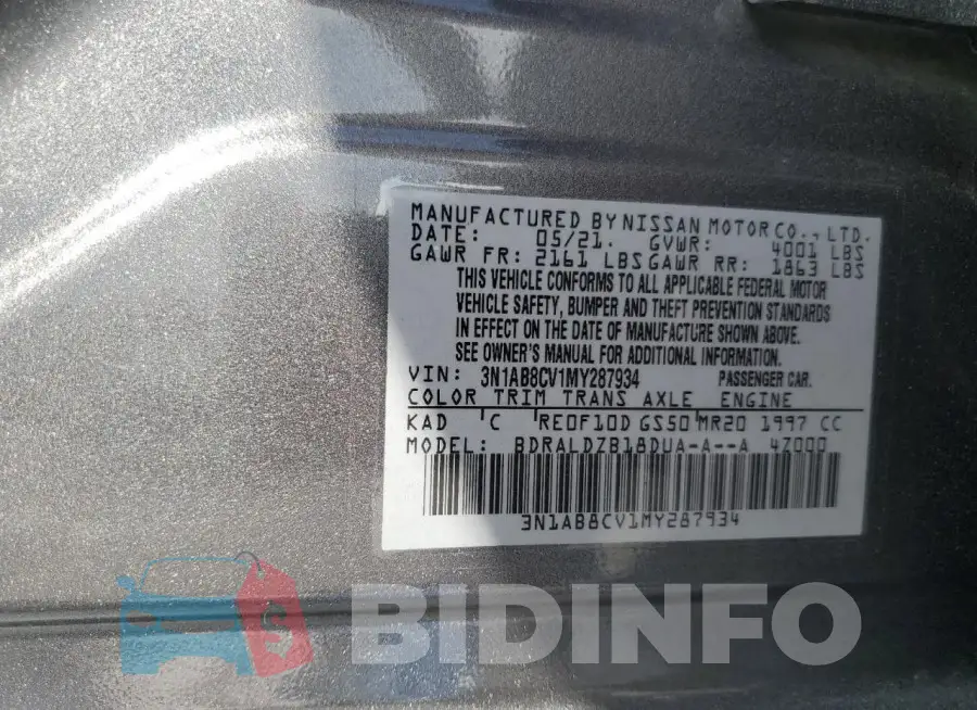 3N1AB8CV1MY287934 Photo# 12