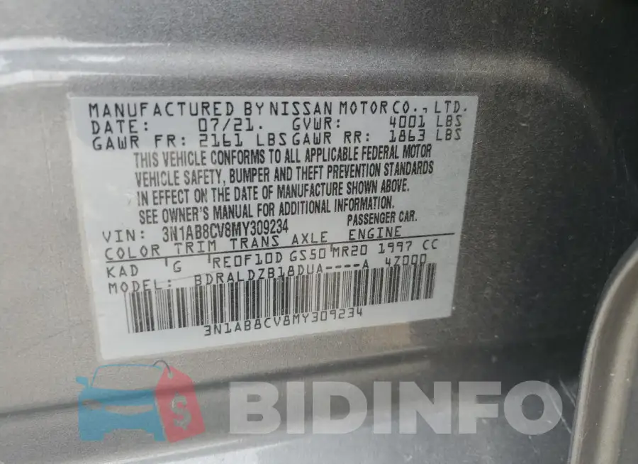 3N1AB8CV8MY309234 Photo# 13