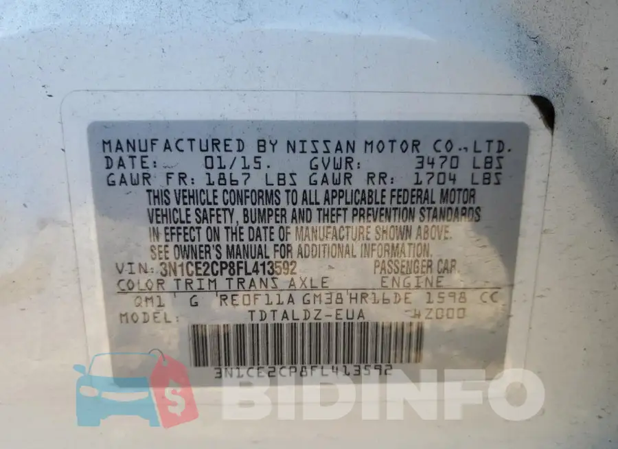 3N1CE2CP8FL413592 Photo# 12