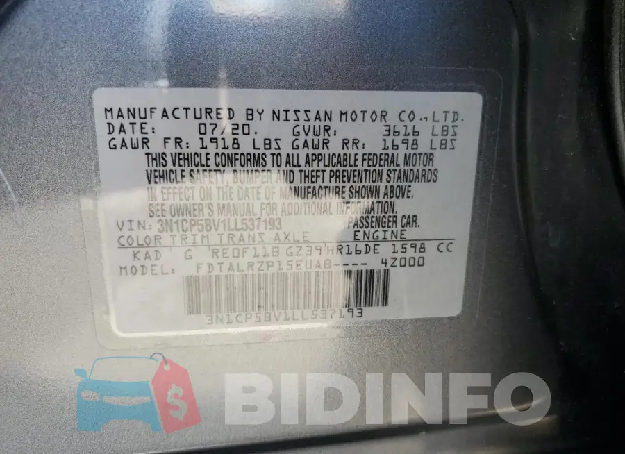 3N1CP5BV1LL537193 Photo# 13