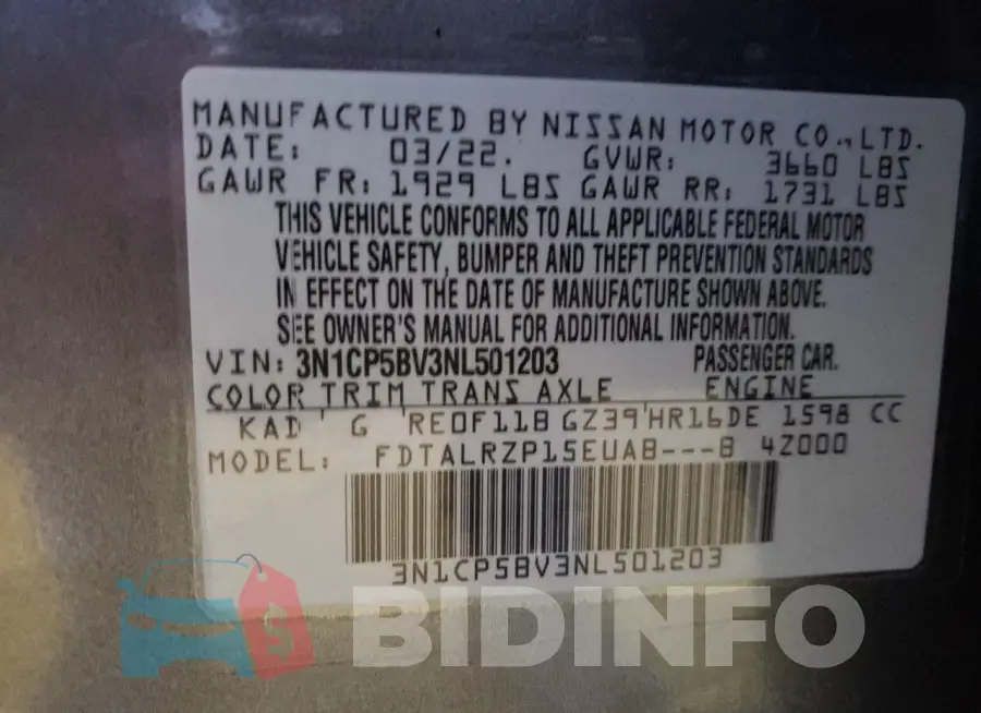 3N1CP5BV3NL501203 Photo# 14